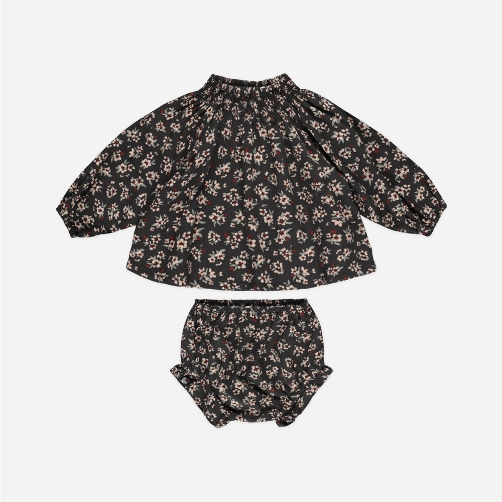 Rylee + Cru Black and Cream Floral Kids Matching Set